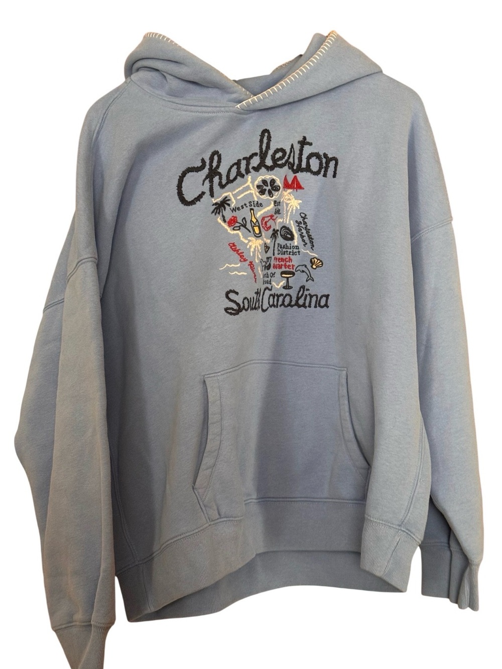 Abercrombie & Fitch Light Blue Charleston Embroidered Hoodie